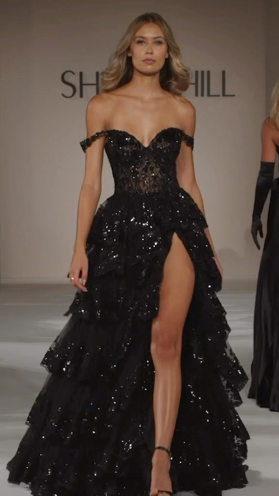 Black sequin waist cutout gown - 4XL | Cutout gown, Gowns of elegance,  Dazzling dress